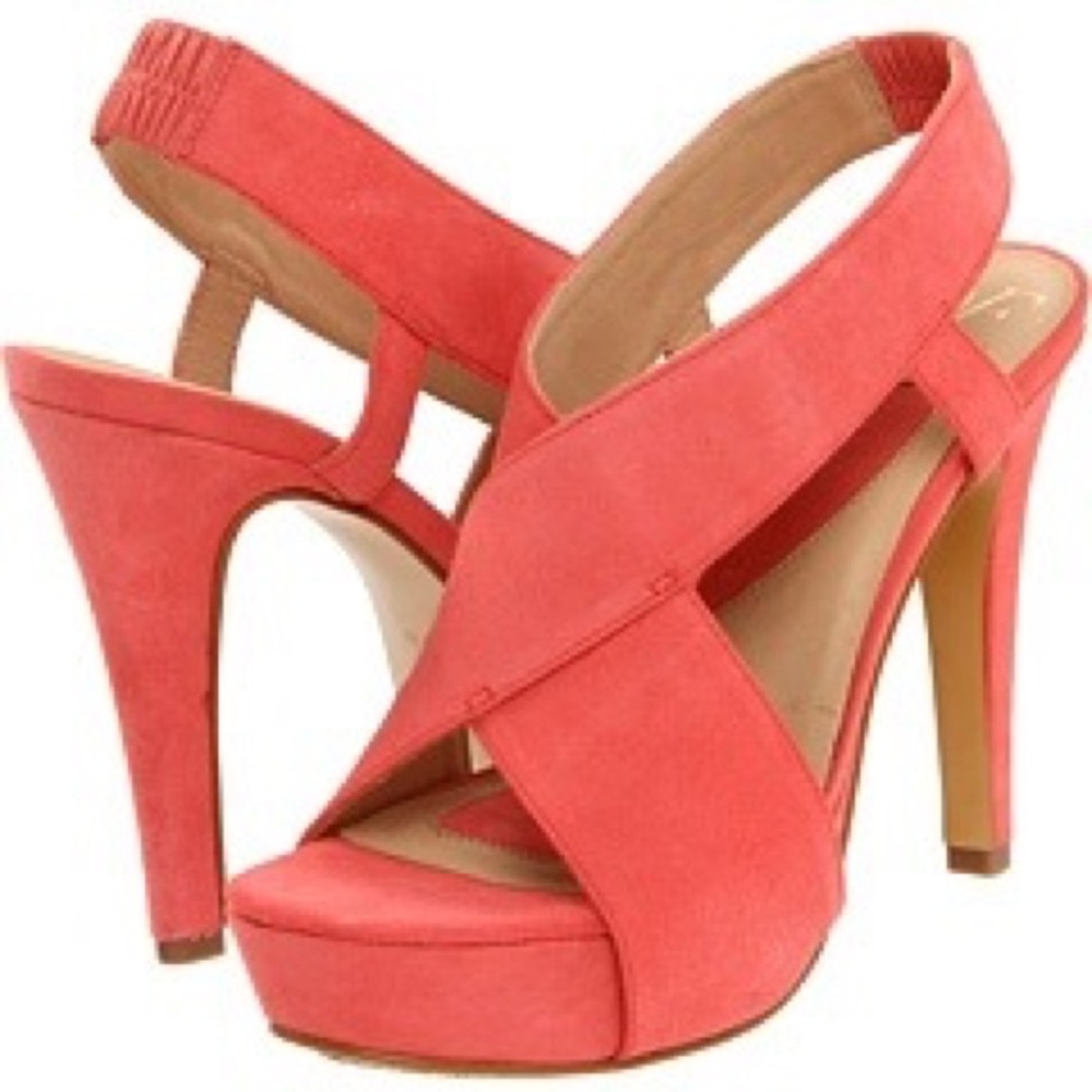 Diane Von Furstenberg DVF Zia Coral Suede Heels Size 7.5